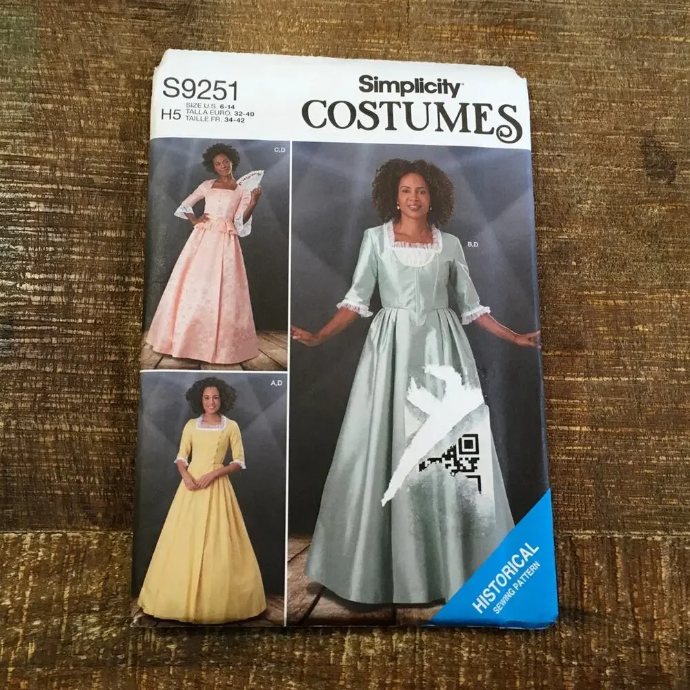 Simplicity Sewing Pattern S9251 Hamilton Colonial Revolutionary Dress 6-14 UNCUT